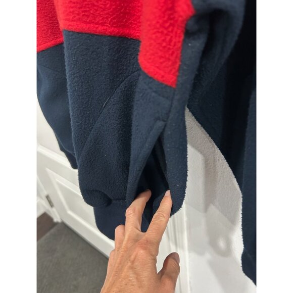 Trader Bay Colorblock Half Zip Pullover Hoodie Black Red Sz Medium Relaxed Cozy - Picture 4 of 10